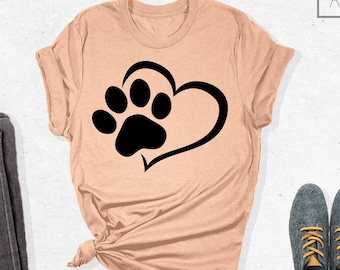 Paw Print Heart Shirt, Dog Shirt, Cute Dog Shirt, Fur Mama Shirt, Dog Lover Shirt, Dog Lover Gift, Paws Tee