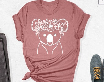 Floral Koala Shirt, Koala Shirt, Cute Koala Shirt, Koala Lover Shirt, Koala Gifts, Koala Shirt for Women, Floral Koala, Koala Obsessive