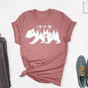 Mountain Bear Shirt, Bear T Shirt, Camping T Shirt, Wilderness Travel Tee, Wanderlust, Mountain Camp, Wildlife Shirt, Outdoor Shirt