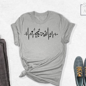 Music Notes Shirt, Music Heartbeat Shirt, Musician Tee, Music Lover Gift Shirt, Music Heart Shirt, Music Lover T-shirt