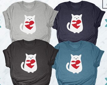 My Valentine Is Cat Shirt, Cat Lover Gift, Cat Love Tees, Cat Lover T-Shirt, Cats Valentine Tee, Love Valentines Day Shirt, Love Heart Shirt