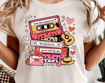 Comfort Colors® Valentines Cassettes Retro Tee, Western Valentine Graphic T-Shirt, Western Cassette Valentine Tee, 90s Country Music T-shirt