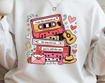Valentines Cassettes Sweatshirt,Western Valentine Graphic Cassette Sweater, Western Cassette Valentine Gift, Retro 90s Country Music Sweater