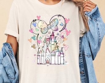 Camiseta de princesas Disney, camiseta con globos del castillo de Disneyland, camiseta retro del castillo de Disney, camiseta de princesa, camiseta del reino mágico