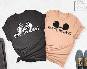 Pays For The Magic T-Shirts, Loves The Magic Shirts, Mickey and Minnie Tees, Disney Honeymoon Matching Shirts, Disney Couple Vacation Outfit