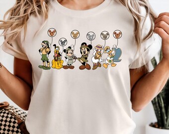 Comfort Colors Disney Characters Safari Balloon Tee, Retro Disney Animal Kingdom T-shirt, Disney Safari Balloons Tee,Disney Safari Mode Gift