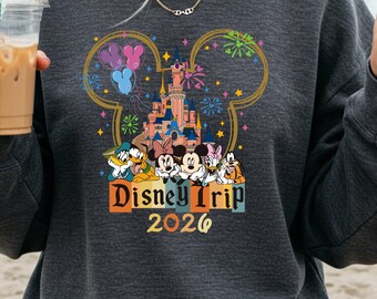 Disney Trip 2026 Sweater, Mickey & Friends Trip Sweatshirt, Disney Family Trip 2026 Sweater, Mickey Minnie Castle Trip 2026 Sweatshirt