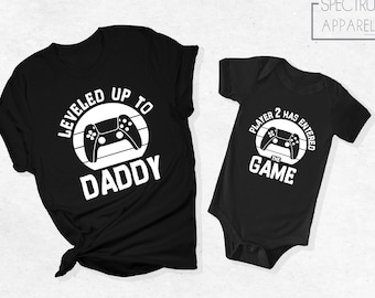 Leveled Up To Daddy Player 2 Has Entered The Game Shirt, Daddy Baby Matching Shirt, Father Day Shirt, Dad And Son Matching Shirt, Gaming Dad