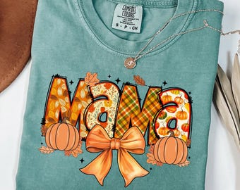 Comfort Colors® Fall Mama T-Shirt, Pumpkin Mama Shirt, Autumn Mama Tee, Thanksgiving Gift for Mom, Spooky Season T-shirt, Mama Pumpkin Shirt
