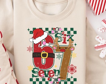 Tredny Six Seven Christmas Sweater, Funny Christmas 67 Meme Sweatshirt, Six Seven Christmas Sweatshirt, Holiday Xmas 67 Sweatshirt