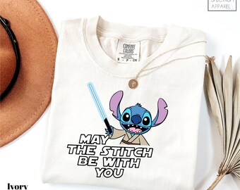 Comfort Color May The Stitch Be With You T-shirt, Star Wars Day Trending Shirt, Disney Stitch Hollywood Studios Shirt, Galaxy's Edge Tee