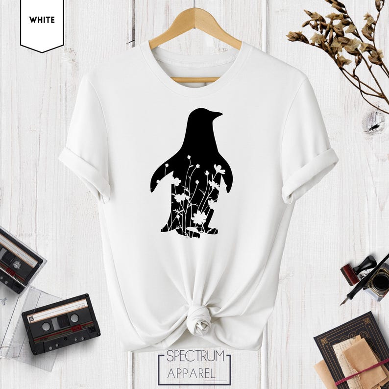 Penguin Shirt, Floral Penguin Shirt, Penguin Gift, Penguin Lover Shirt, Funny Penguin Shirt, Cute Penguin T shirt image 4