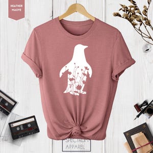 Penguin Shirt, Floral Penguin Shirt, Penguin Gift, Penguin Lover Shirt, Funny Penguin Shirt, Cute Penguin T shirt image 7