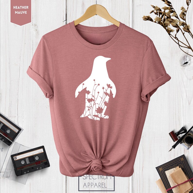 Penguin Shirt, Floral Penguin Shirt, Penguin Gift, Penguin Lover Shirt, Funny Penguin Shirt, Cute Penguin T shirt image 7