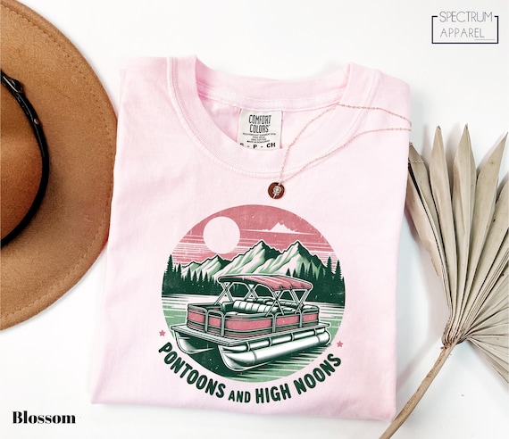 Comfort Colors® High Noons Pontoon T-Shirt, Pontoon Boat Shirt, Pontoon Fun Shirt, Lake Life Vacation Shirt, Family Summer Adventure T-Shirt