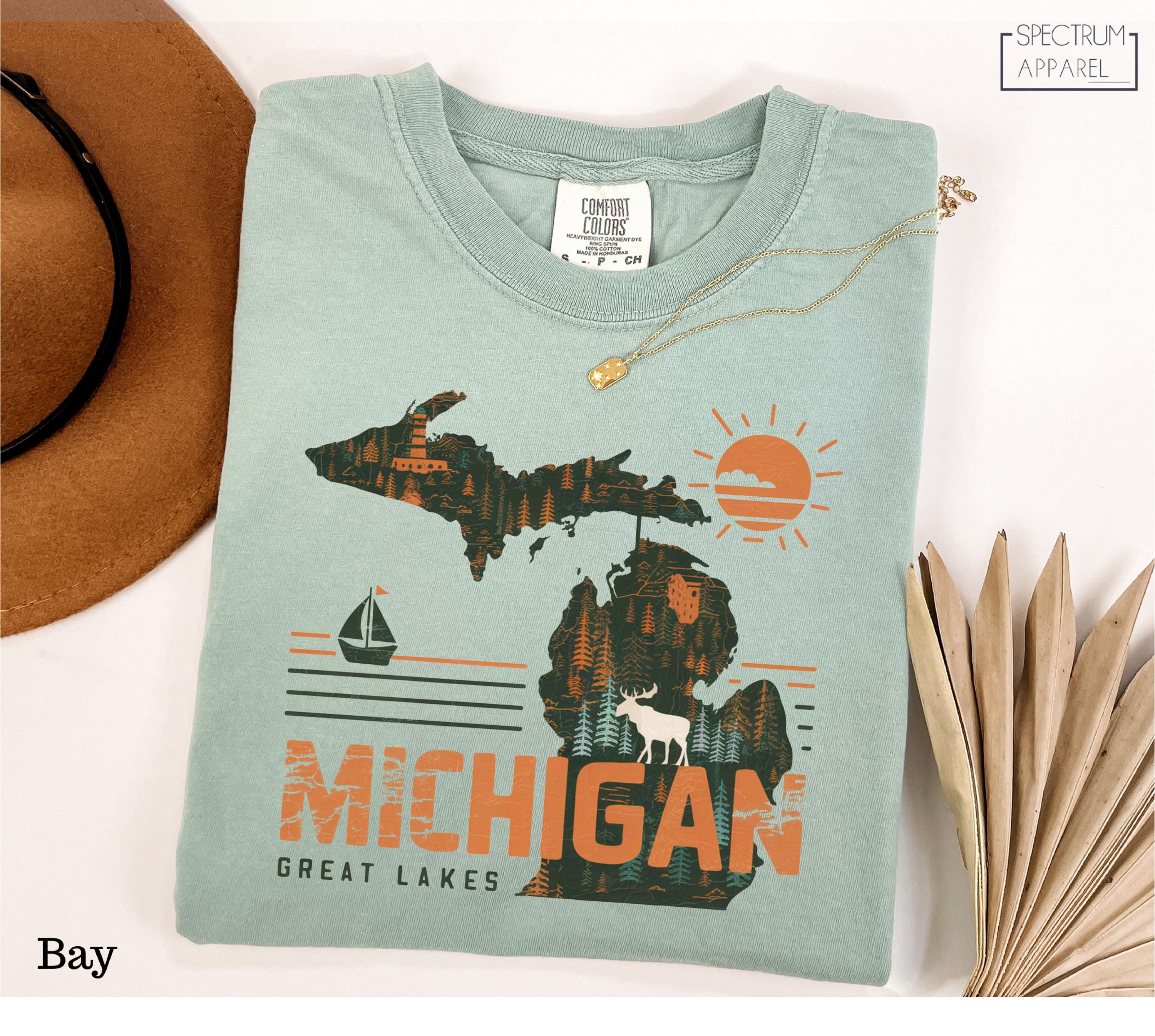 Comfort Colors® Michigan State Map T-Shirt, Michigan Pride Adventure Shirt, Michigan Travel Shirt, Lake Life Shirt, Family Summer Trip Shirt