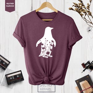 Penguin Shirt, Floral Penguin Shirt, Penguin Gift, Penguin Lover Shirt, Funny Penguin Shirt, Cute Penguin T shirt image 6