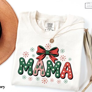 Comfort Colors Christmas Mama Shirt, Mama Christmas Gift, Holiday Mama Tee, New Mom Gift, Cute Xmas Tee, Merry Mama Shirt, Family Christmas