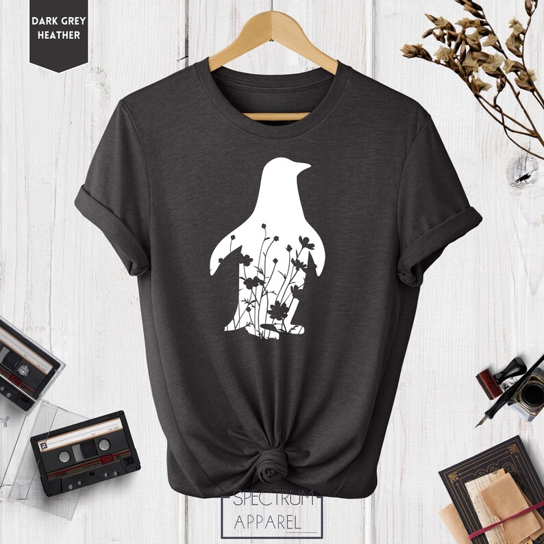 Penguin Shirt, Floral Penguin Shirt, Penguin Gift, Penguin Lover Shirt, Funny Penguin Shirt, Cute Penguin T shirt image 5