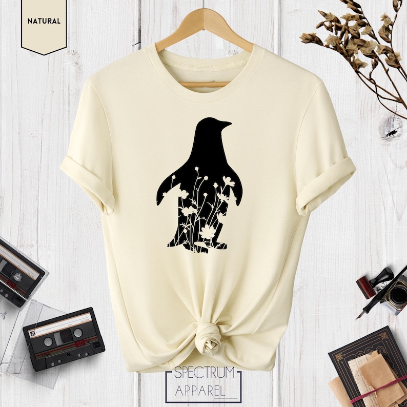 Penguin Shirt, Floral Penguin Shirt, Penguin Gift, Penguin Lover Shirt, Funny Penguin Shirt, Cute Penguin T shirt image 3