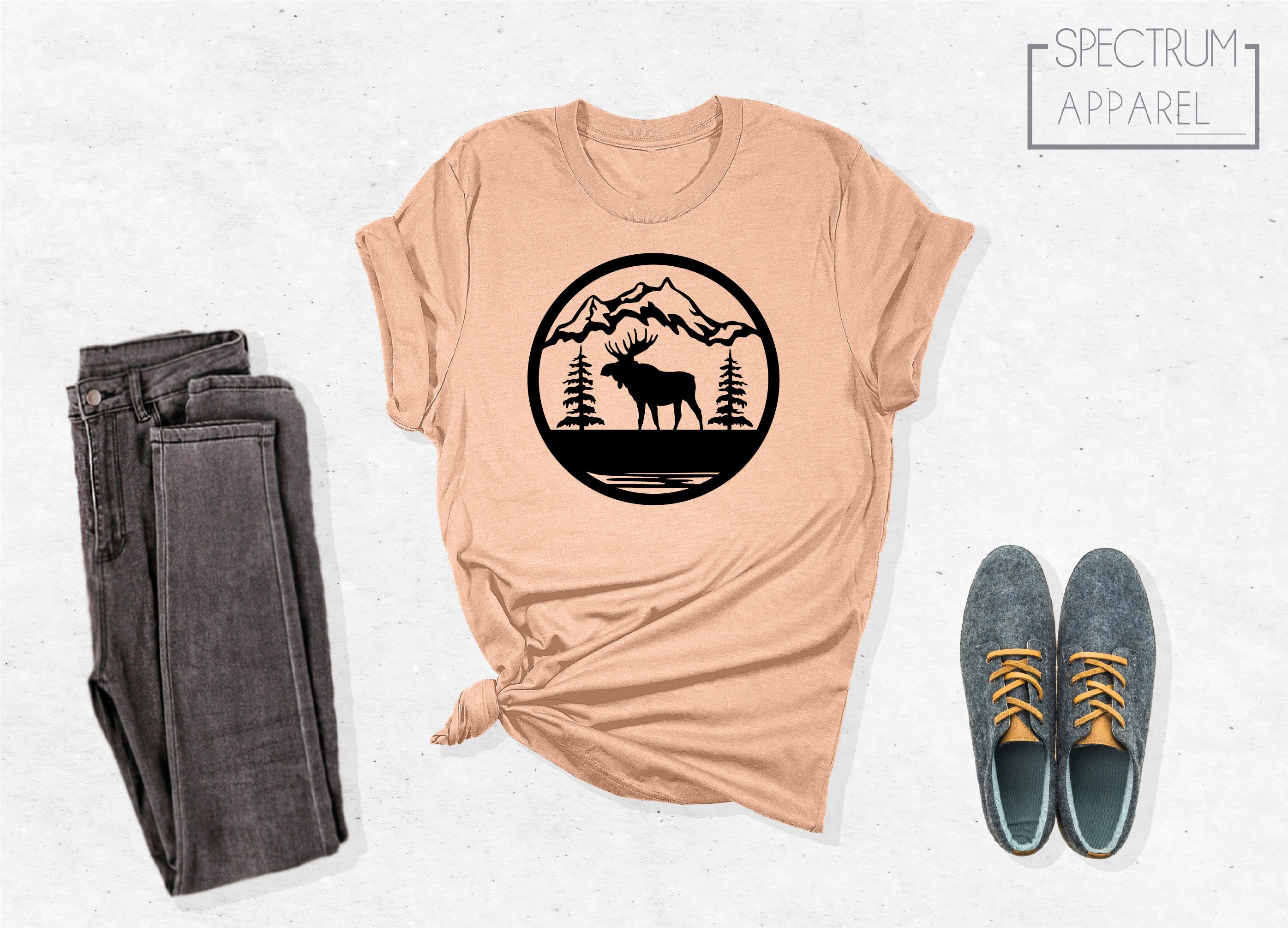 Moose Shirt Mountain Moose Shirt Nature Moose Shirt Moose Etsy