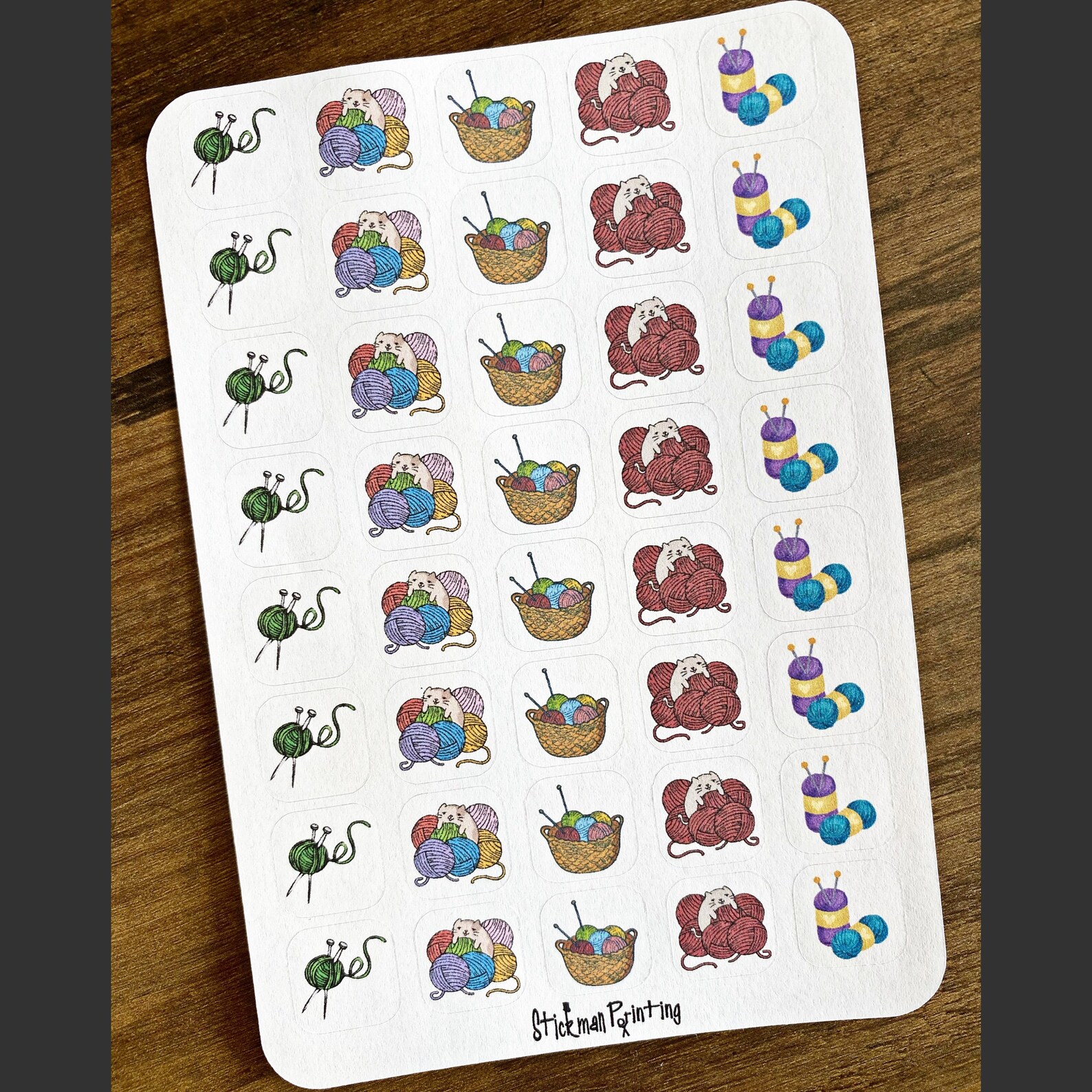 Mini knitting yarn wool stickers Etsy