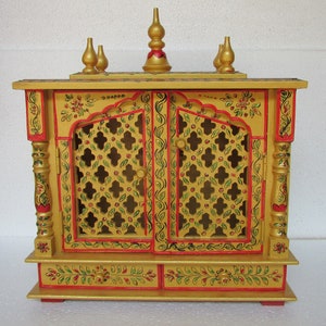 Wooden Temple Pooja Mandir Wood Pooja Ghar Handcrafted Hindu Mandir Pooja Ghar Mandapam Worship Wall Art Wall Hanging Wall Decor Art