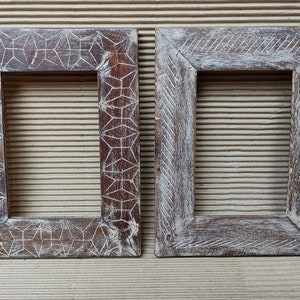 Wooden Frame Photo Picture Frame Vintage Style Handmade Carved Photo Frame Wall Decor Art Lot of 2 Frames Wall Hanging Wall Mounted Art