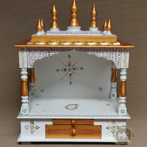 Wooden Temple Pooja Temple Pooja Room Decor Handcrafted Mandir Pooja Ghar Mandap For Worship Home Decor Wall Mount Art Handicraft Decor
