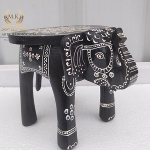 Wooden Elephant Stool Handcrafted Hand Painted Elephant Stool Home Decor Table Decor Handicraft Indian Home Decor Table Decor Handicraft Art