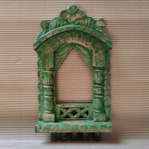 Wooden Jharokha Frame Handcrafted Photo Picture Frame Hand Made Carved Jhrokha Frame Wall Decor Art India Wall Hanging Wall Mounted Art
