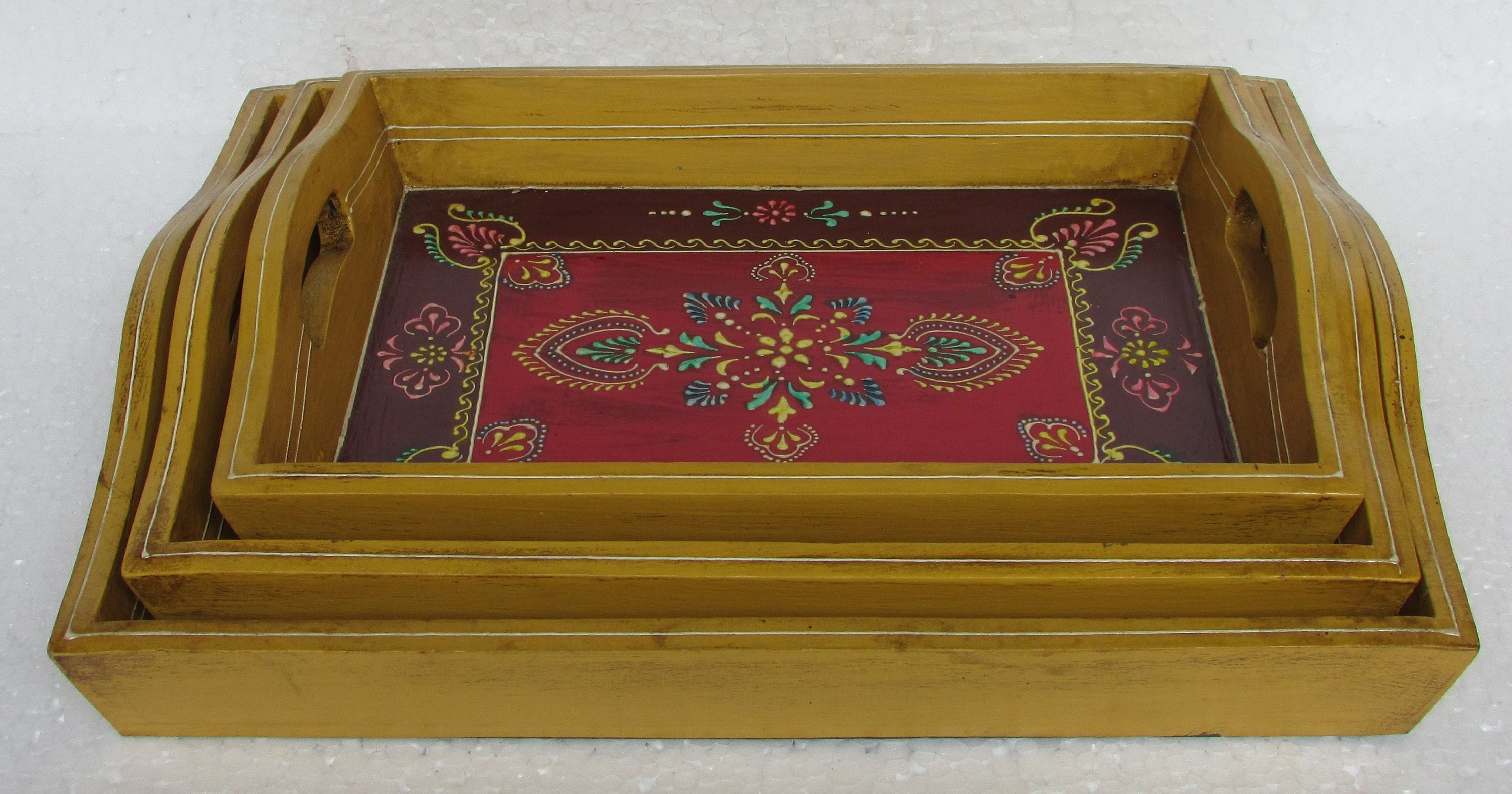 Wooden Tray Handcrafted Painted Tray Wooden Painted Serving Etsy UK