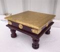 Wooden Chowki Bajot Chowki Pooja Chowki Beautiful Brass Fitted Work Wooden Handcrafted Home Decor Indian Pooja Room Decor Handicraft Art