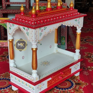 Wooden Mandir Temple Handcrafted Wood Mandir Pooja Ghar Mandap For Worship Home Office Wall Decor In dian Handicraft Art