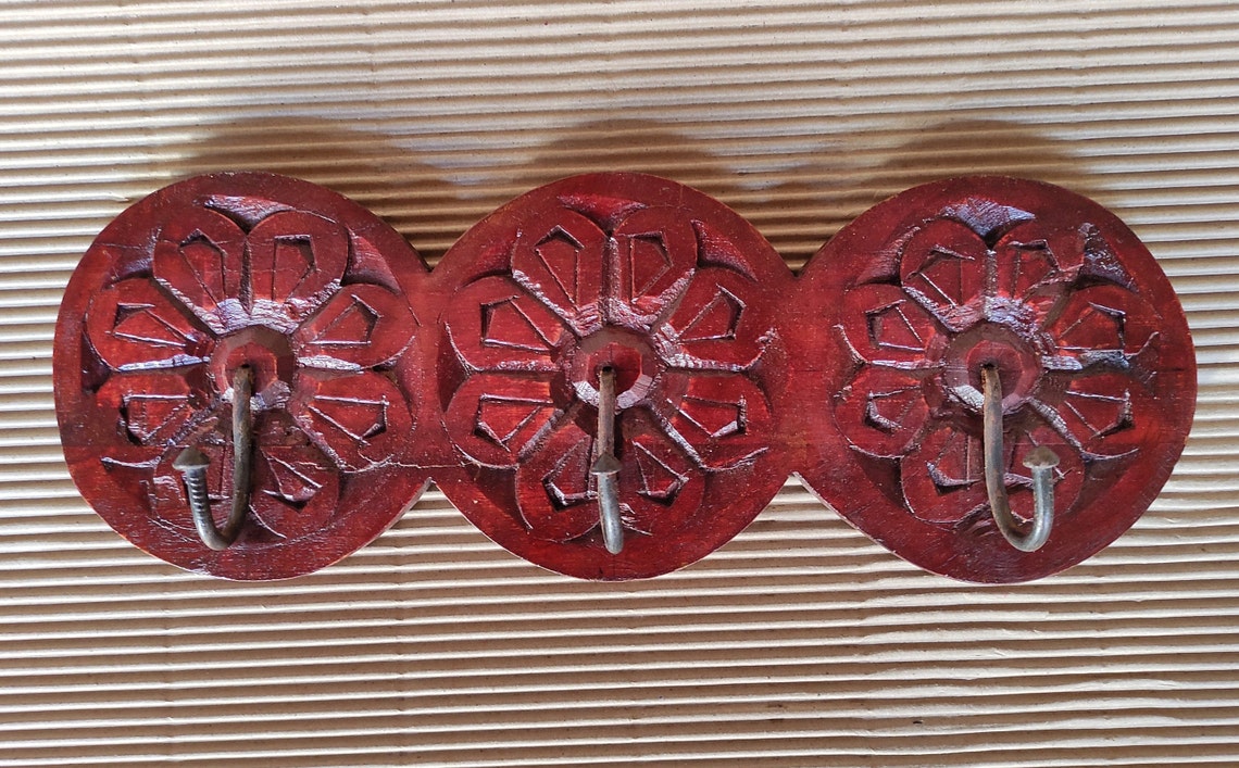 Wooden Wall Hanger Hand Made Carved Wood Wall Hanging Hanger Etsy