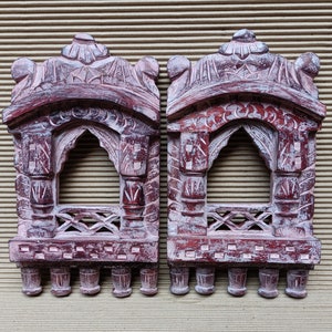 Wooden Jharokha Frame set of 2 Photo Picture Frame Hand Made Carved Jhrokha Frame Wall Decor Art Indian Handicraft Wall Hanging Wall Mounted