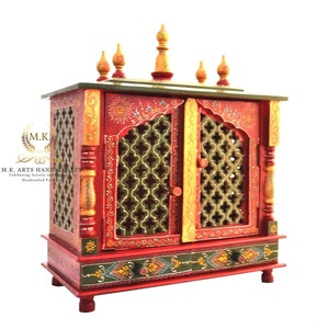 Wooden Temple Pooja Mandir Wood Pooja Ghar Handcrafted Hindu Mandir Pooja Ghar Mandapam Worship Wall Art Wall Hanging Decor Art
