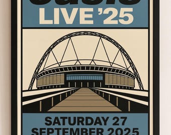 Poster del concerto degli Oasis a Wembley - Stampa artistica personalizzata per pareti musicali - Regalo