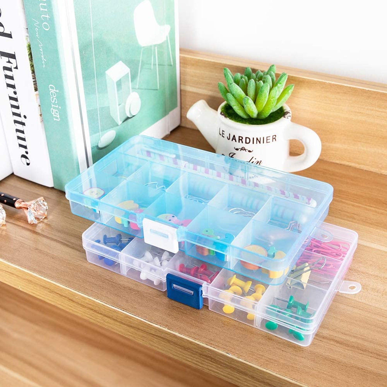 18 Pack Plastic Jewelry Organizer Box 15 Little Grids Storage Etsy
