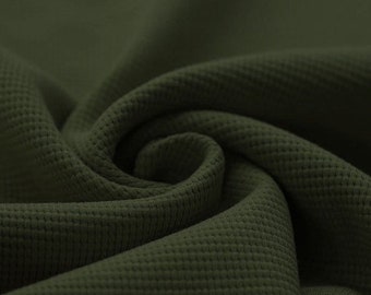 Jersey tricot gaufré, jersey gaufré vert foncé, vert armée vendu au mètre 100% coton