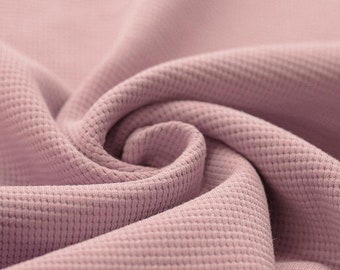 Jersey maille gaufrée, jersey gaufré rose nude rose clair rose poudré vendu au mètre 100% coton