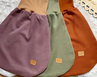 Baby Strampelsack aus Waffeljersey in olive, altmauve oder cognac, gefüttert/ungefüttert (Sommer), Mädchen, Junge, Schlafsack 3 Größen