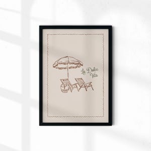La Dolce Vita Print, La Dolce Vita Beach Poster, Trendy Wall Art, Italian Quote, Retro Wall Print, The Sweet Life Decor, Digital Download