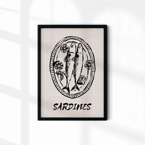Sardine Print, Printable Wall Decor, Kitchen Wall Art, Fish Print, Retro Kitchen Decor, Seafood Art, Pike Print, Italian Sardines Poster