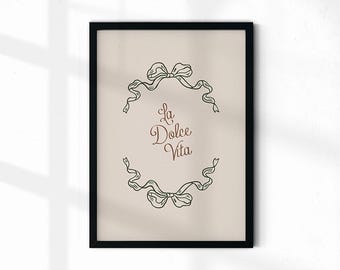 La Dolce Vita Print, La Dolce Vita Wall Art, Trendy Wall Art, Italian Quote, Retro Wall Print, The Sweet Life Decor, Housewarming Gift