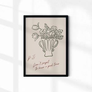 Póster de Dolce Vita con florero, La Dolce Vita imprimible, estética del dinero antiguo, decoración de jarrones, arte floral, cita positiva, letras imprimibles