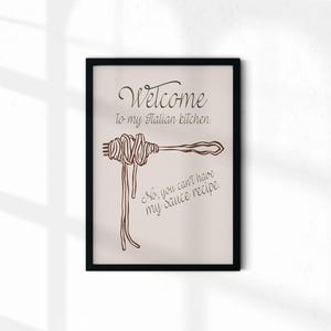 Pasta Print, My Italian Kitchen, Aesthetic Kitchen Decor, Spaghetti Art, Italian Food, Trendy Kitchen Print, Mid Century Modern Print