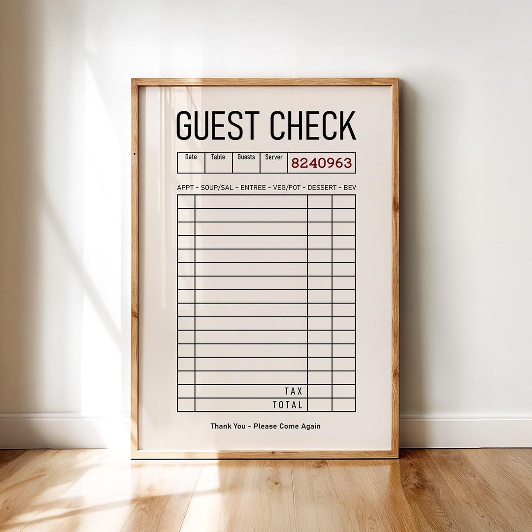 Beige Blank Guest Check Art Print | Trendy Wall Art Guest Check Poster ...