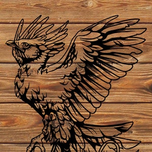 PNG SVG DXF Datei Phoenix Mythologischer Feuervogel Tattoo Schablone für Cricut - Vinyl Cutter