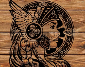 PNG SVG DXF File Valkyrie Viking Warrior Woman  Stencil for Cricut - Vinyl Cutter